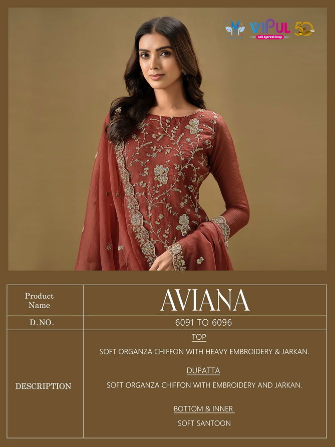 Aviana By Vipul Organza Embroidered Salwar Kameez Wholesale Price In Surat
